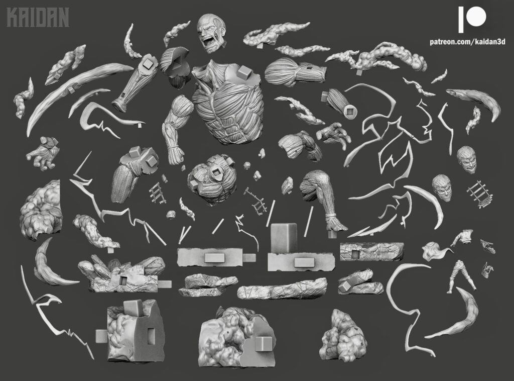 Titan Acorazado y Titan Colosal - Shingeki no Kyojin - Figura 3D STL para Imprimir - KAIDAN3D