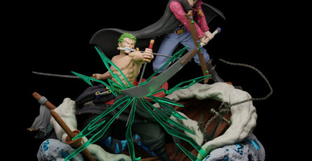 Roronoa Zoro vs Dracule Mihawk - Figura STL para imprimir de Kaidan3D