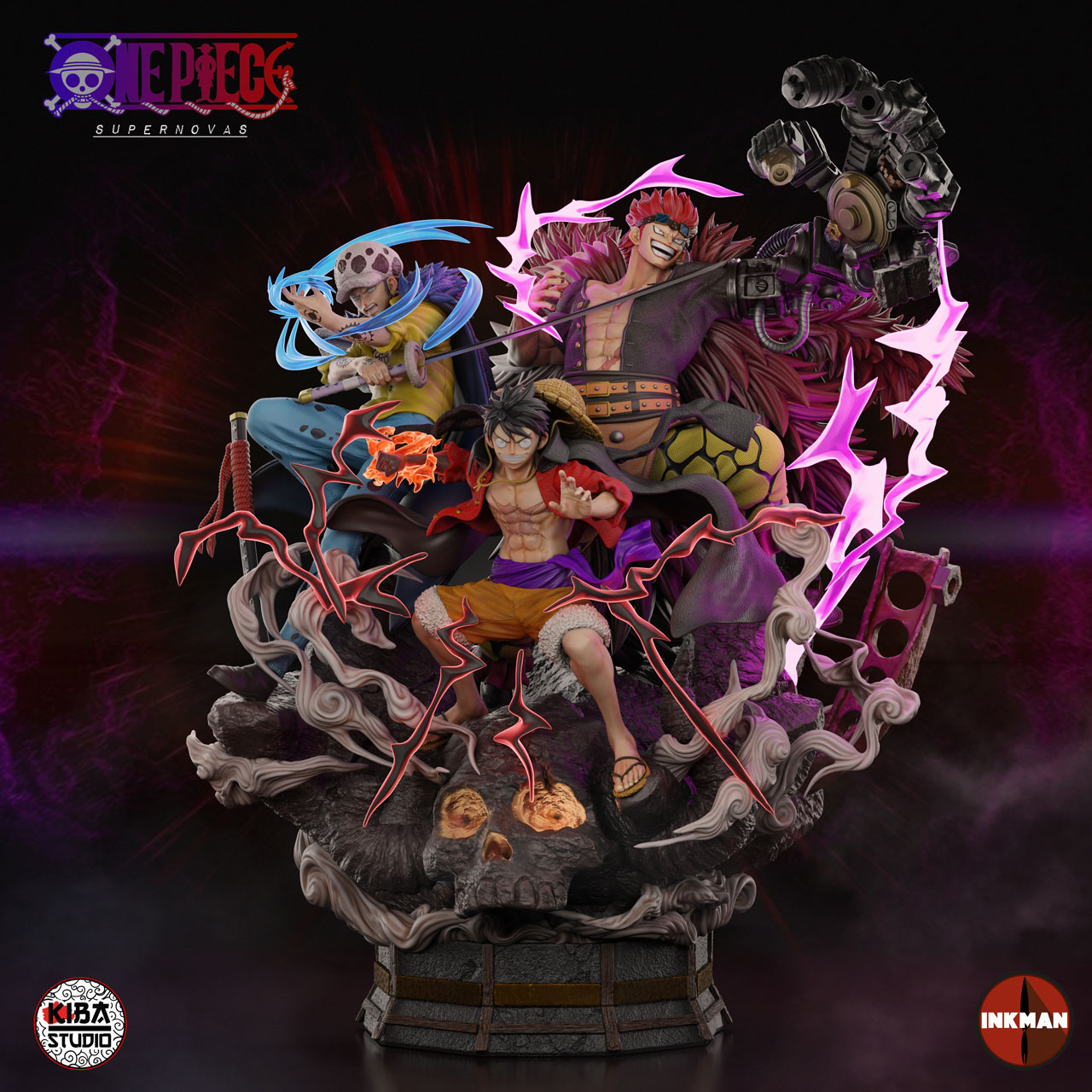 Diorama SuperNovas - Luffy, Law y Kid para impresion 3D de KIBA Studio