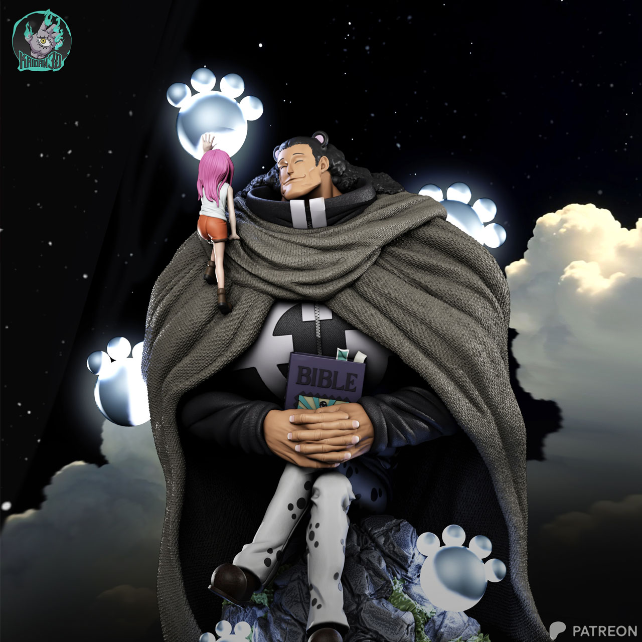 Kuma x Bonney - Onepiece - Figura STL Padre e Hija - Kaidan3D